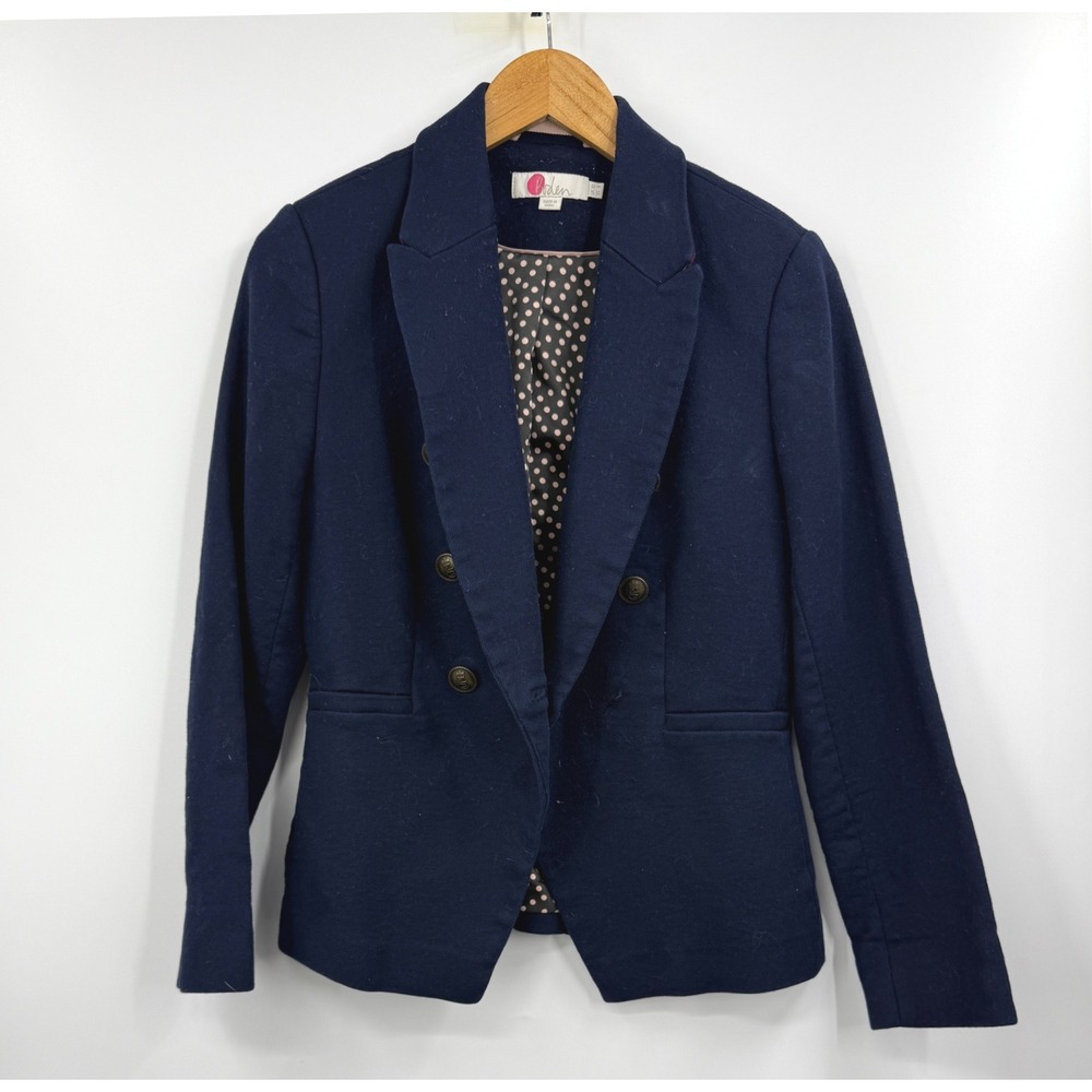 Boden Navy Blue Double Breasted Blazer with Anchor Button Detail‎